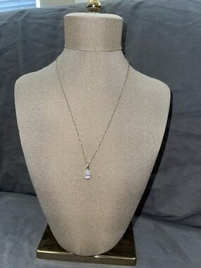 Silver Pendant Necklace with Clear Stone Accent - Women's Jewelry